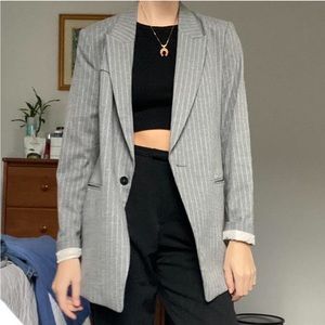 Grey pinstriped blazer